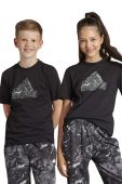 Дитяча бавовняна футболка adidas колір чорний з принтом (3443936)