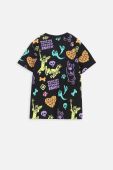 Дитяча бавовняна футболка Coccodrillo x Scooby Doo колір чорний з принтом