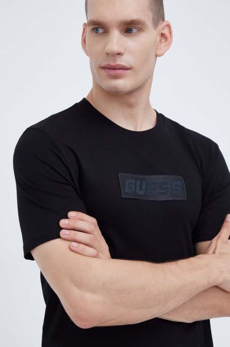 Бавовняна футболка Guess колір чорний з аплікацією (3510579) Бавовняна футболка Guess колір чорний з аплікацією (3510579)