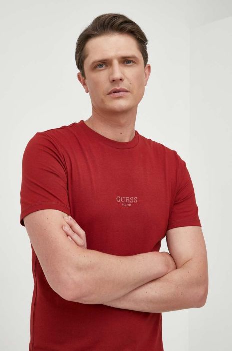 Бавовняна футболка Guess колір бордовий з аплікацією (3310643) Бавовняна футболка Guess колір бордовий з аплікацією (3310643)