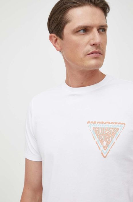 Футболка Guess чоловічий колір білий з аплікацією (3316955) Футболка Guess чоловічий колір білий з аплікацією (3316955)