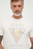 Бавовняна футболка Guess колір бежевий з принтом (3336066) Бавовняна футболка Guess колір бежевий з принтом (3336066)
