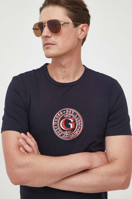 Футболка Guess чоловічий колір синій з аплікацією (3316998) Футболка Guess чоловічий колір синій з аплікацією (3316998)