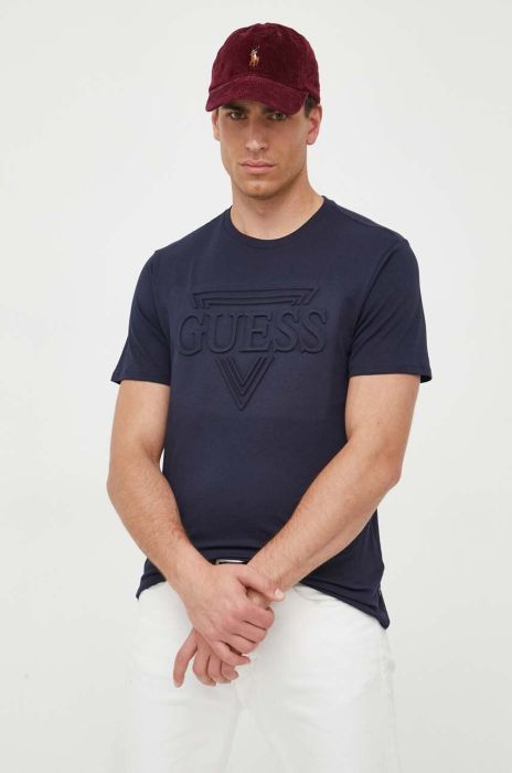 Бавовняна футболка Guess колір синій з аплікацією (3317025) Бавовняна футболка Guess колір синій з аплікацією (3317025)