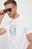 Футболка Karl Lagerfeld чоловічий колір білий з принтом (3386465)