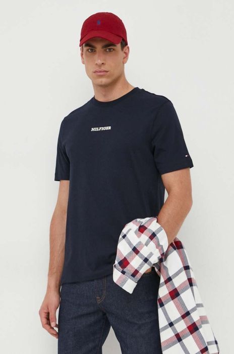 Бавовняна футболка Tommy Hilfiger колір синій з принтом (3322696) Бавовняна футболка Tommy Hilfiger колір синій з принтом (3322696)