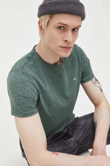 Футболка Tommy Jeans чоловічий колір зелений меланж (3282038) Футболка Tommy Jeans чоловічий колір зелений меланж (3282038)