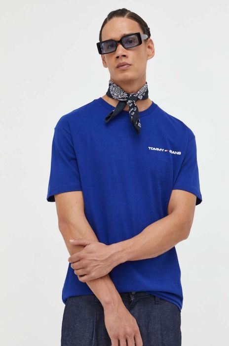 Бавовняна футболка Tommy Jeans колір синій з аплікацією (3303328)