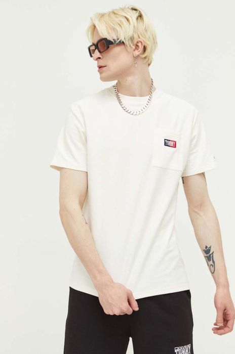 Бавовняна футболка Tommy Jeans колір бежевий з аплікацією (3284433) Бавовняна футболка Tommy Jeans колір бежевий з аплікацією (3284433)