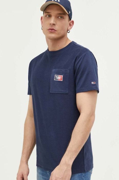 Бавовняна футболка Tommy Jeans колір синій з аплікацією (3284428) Бавовняна футболка Tommy Jeans колір синій з аплікацією (3284428)
