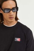 Бавовняний лонгслів Tommy Jeans колір чорний з аплікацією (3282063)