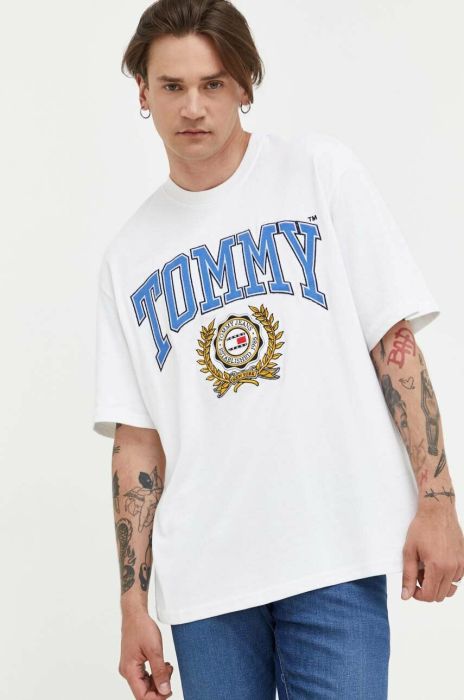 Бавовняна футболка Tommy Jeans колір бежевий з аплікацією (3294489) Бавовняна футболка Tommy Jeans колір бежевий з аплікацією (3294489)