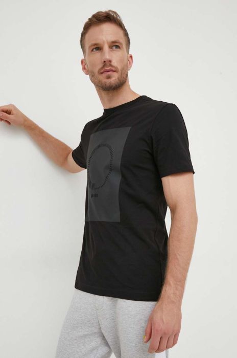 Футболка Boss Green BOSS GREEN чоловіча колір чорний з аплікацією Футболка Boss Green BOSS GREEN чоловіча колір чорний з аплікацією
