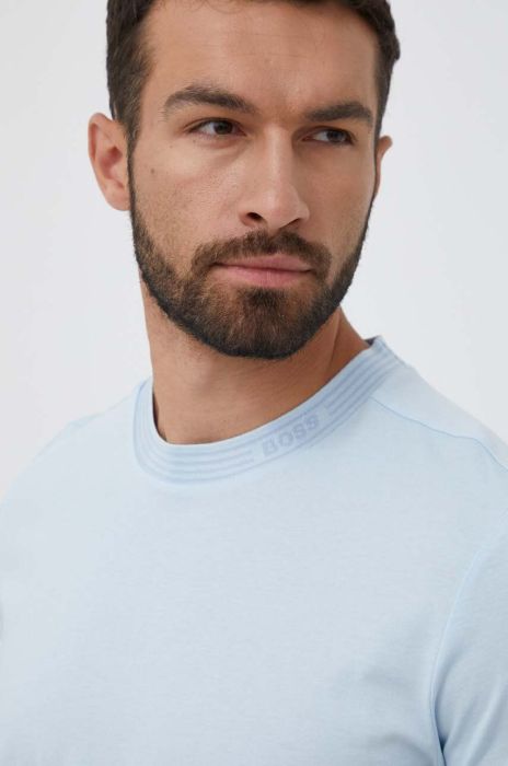 Бавовняна футболка Boss Green BOSS GREEN однотонна колір блакитний Бавовняна футболка Boss Green BOSS GREEN однотонна колір блакитний