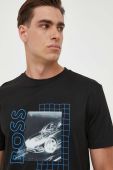 Бавовняна футболка BOSS колір чорний з принтом (3417055) Бавовняна футболка BOSS колір чорний з принтом (3417055)