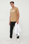Бавовняна футболка BOSS колір бежевий з принтом (3360798) Бавовняна футболка BOSS колір бежевий з принтом (3360798)