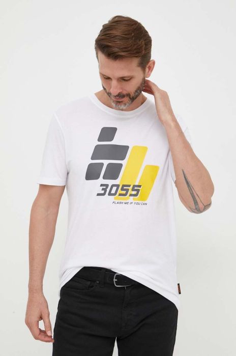 Бавовняна футболка Boss Orange BOSS ORANGE колір білий з принтом (3365371) Бавовняна футболка Boss Orange BOSS ORANGE колір білий з принтом (3365371)