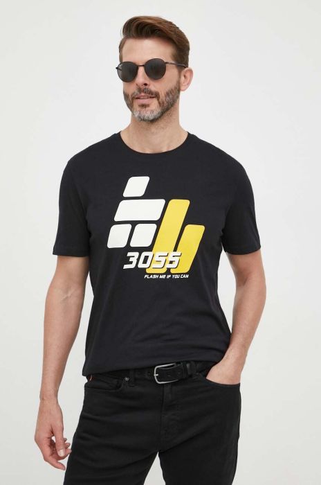 Бавовняна футболка Boss Orange BOSS ORANGE колір чорний з принтом (3364374)