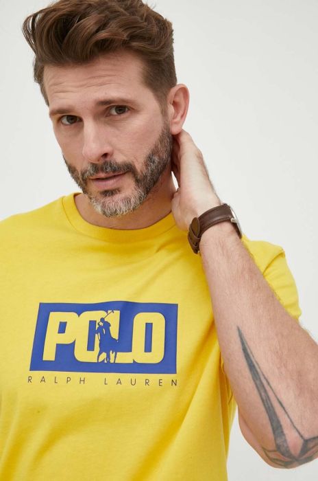 Бавовняна футболка Polo Ralph Lauren колір жовтий з принтом (3260218)