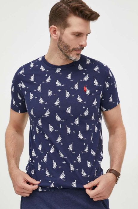 Бавовняна футболка Polo Ralph Lauren колір синій візерунок (3274638) Бавовняна футболка Polo Ralph Lauren колір синій візерунок (3274638)