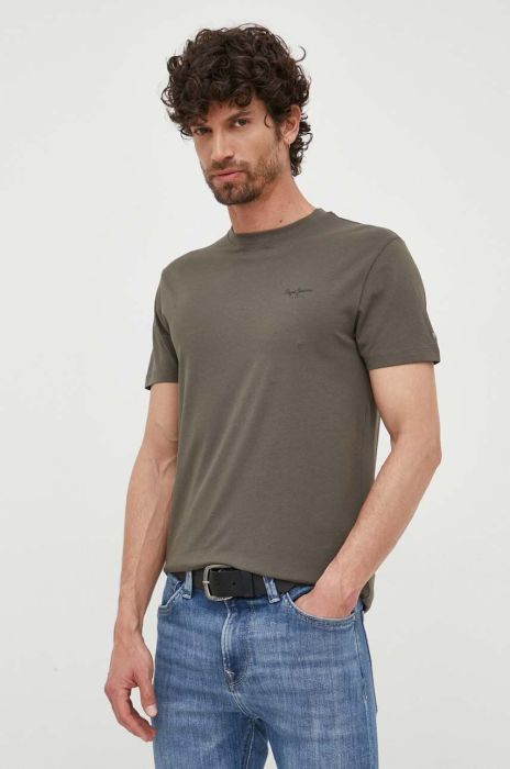 Футболка Pepe Jeans Jack чоловіча колір зелений однотонна