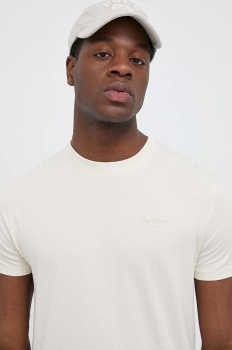 Футболка Pepe Jeans Jack чоловіча колір бежевий однотонна Футболка Pepe Jeans Jack чоловіча колір бежевий однотонна