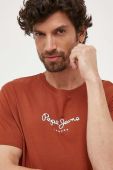 Бавовняна футболка Pepe Jeans EDWARD колір коричневий з принтом Бавовняна футболка Pepe Jeans EDWARD колір коричневий з принтом