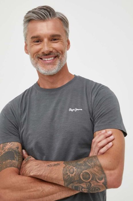 Бавовняна футболка Pepe Jeans Wiltshire колір сірий з принтом Бавовняна футболка Pepe Jeans Wiltshire колір сірий з принтом