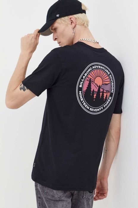 Бавовняна футболка Billabong колір чорний з принтом (3572657)