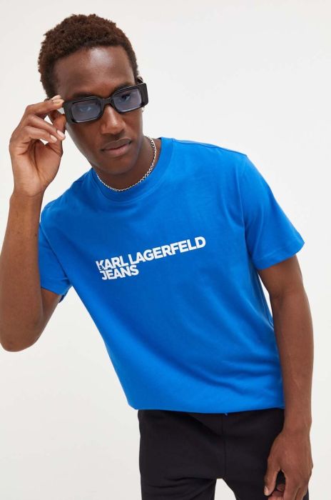 Бавовняна футболка Karl Lagerfeld Jeans з принтом колір блакитний (3352155)