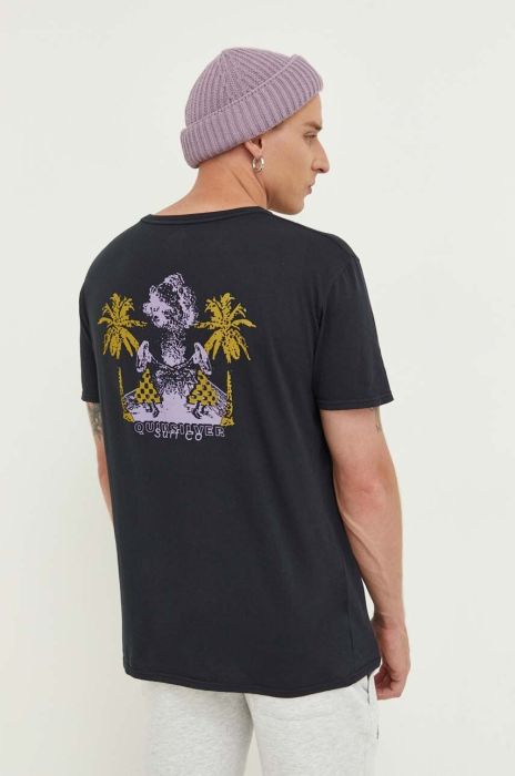 Бавовняна футболка Quiksilver колір чорний з принтом (3452000) Бавовняна футболка Quiksilver колір чорний з принтом (3452000)
