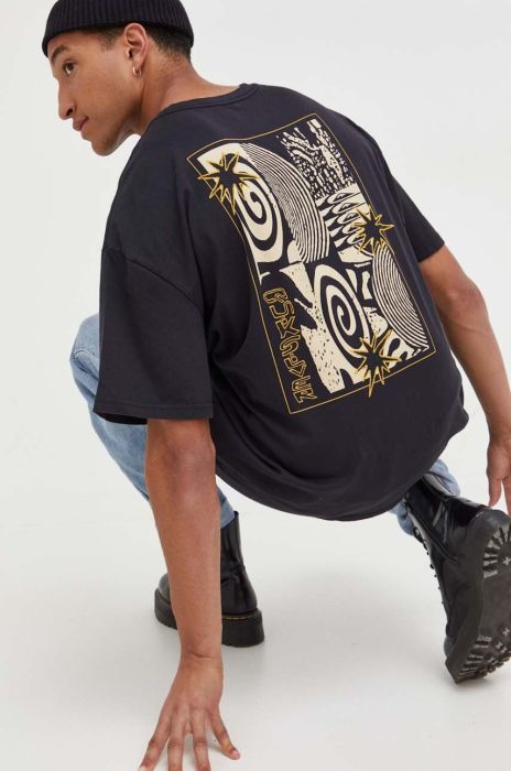 Бавовняна футболка Quiksilver колір чорний з принтом (3586497)