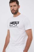 Бавовняна футболка EA7 Emporio Armani колір білий з принтом (3303354) Бавовняна футболка EA7 Emporio Armani колір білий з принтом (3303354)