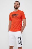 Бавовняна футболка EA7 Emporio Armani колір помаранчевий з принтом Бавовняна футболка EA7 Emporio Armani колір помаранчевий з принтом