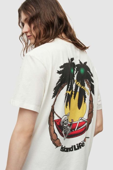 Бавовняна футболка AllSaints Recline колір білий з принтом Бавовняна футболка AllSaints Recline колір білий з принтом
