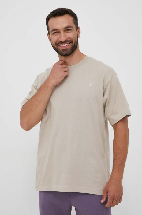 Бавовняна футболка adidas Originals колір бежевий однотонний (3360844) Бавовняна футболка adidas Originals колір бежевий однотонний (3360844)