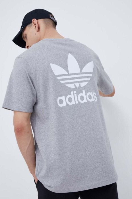 Бавовняна футболка adidas Originals колір сірий з аплікацією (3501831) Бавовняна футболка adidas Originals колір сірий з аплікацією (3501831)