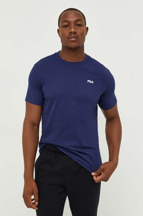 Бавовняна футболка Fila колір синій однотонний Бавовняна футболка Fila колір синій однотонний