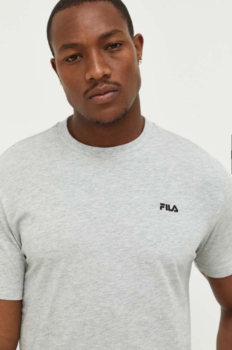 Бавовняна футболка Fila колір сірий однотонний Бавовняна футболка Fila колір сірий однотонний