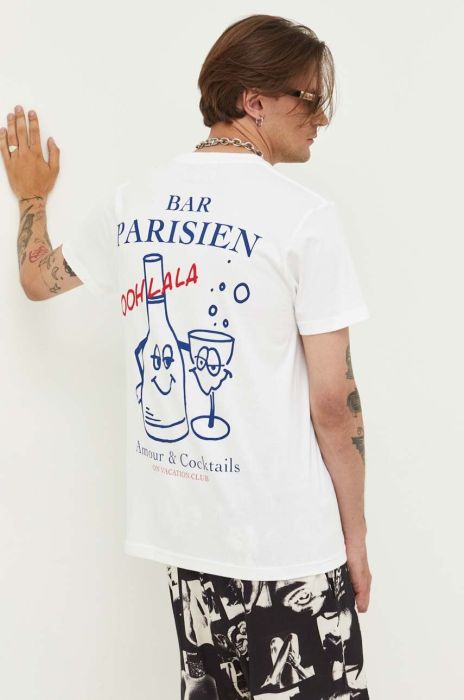 Бавовняна футболка On Vacation колір білий з принтом Бавовняна футболка On Vacation колір білий з принтом