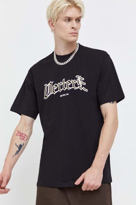 Бавовняна футболка Vertere Berlin колір чорний візерунок (3587812)