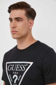Бавовняна футболка Guess чоловічий колір чорний з принтом (3610984)