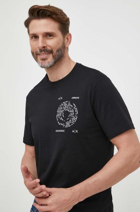 Бавовняна футболка Armani Exchange колір чорний з принтом (3360888) Бавовняна футболка Armani Exchange колір чорний з принтом (3360888)