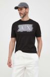Бавовняна футболка Armani Exchange колір чорний з принтом (3354757)