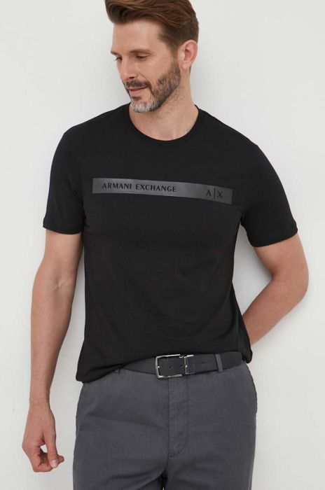 Бавовняна футболка Armani Exchange колір чорний з принтом (3352280) Бавовняна футболка Armani Exchange колір чорний з принтом (3352280)