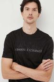 Бавовняна футболка Armani Exchange колір чорний з аплікацією (3539007)