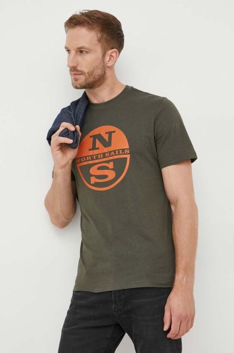 Бавовняна футболка North Sails колір зелений з принтом (3555458) Бавовняна футболка North Sails колір зелений з принтом (3555458)