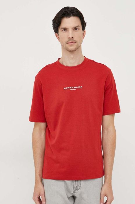Бавовняна футболка North Sails колір червоний з принтом (3459889) Бавовняна футболка North Sails колір червоний з принтом (3459889)