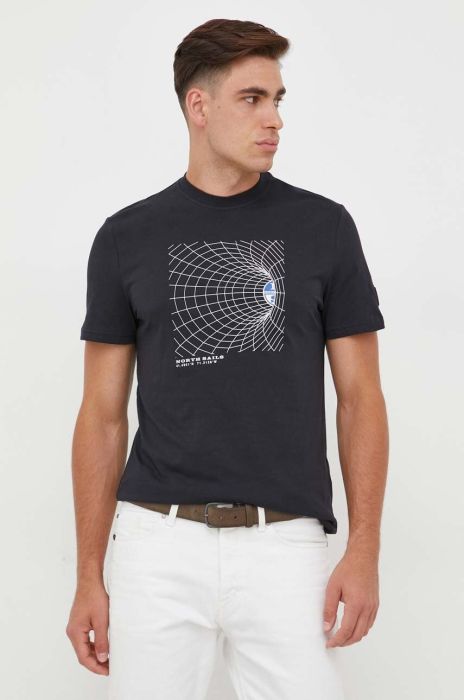 Бавовняна футболка North Sails чоловічий колір чорний з принтом (3611015) Бавовняна футболка North Sails чоловічий колір чорний з принтом (3611015)