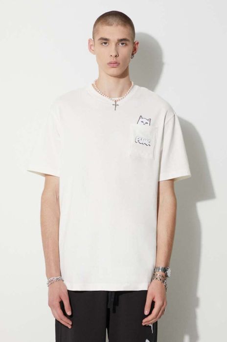 Бавовняна футболка Puma PUMA X RIPNDIP колір бежевий з принтом Бавовняна футболка Puma PUMA X RIPNDIP колір бежевий з принтом